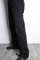 black straight gimmick cargo pants