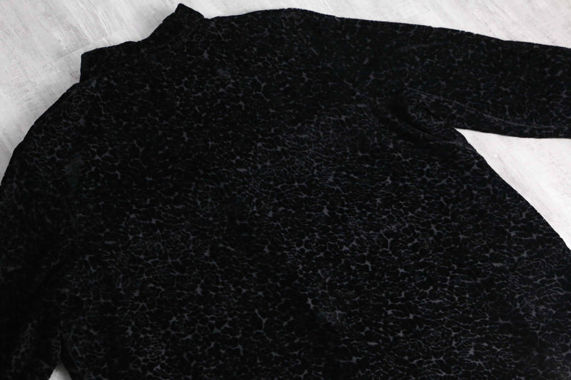 1990s rayon poly sheer×velour shirt