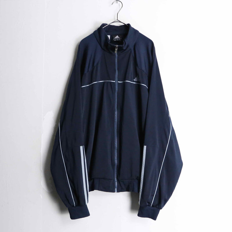 "adidas" navy color cross design loose silhouette track jacket