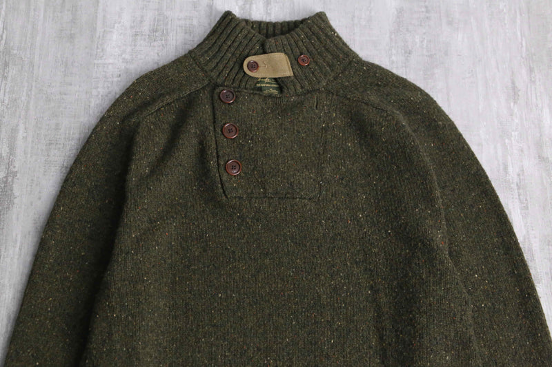 “ORVIS” melange textile stand collar knit
