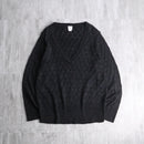 black glitter diamond open-knit v-neck sweater