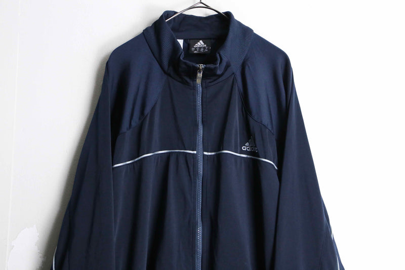 "adidas" navy color cross design loose silhouette track jacket