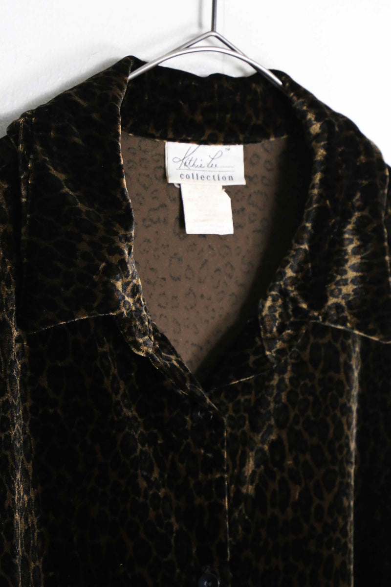 leopard pattern velours shirt