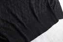 black glitter diamond open-knit v-neck sweater
