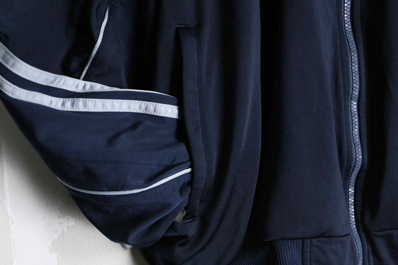 "adidas" navy color cross design loose silhouette track jacket