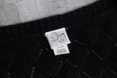 black glitter diamond open-knit v-neck sweater