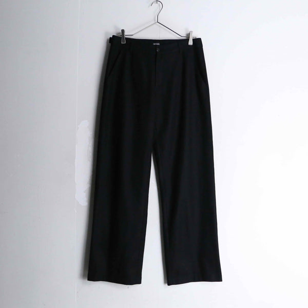 matte black color wool wide straight trousers