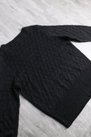 black glitter diamond open-knit v-neck sweater