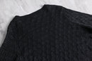 black glitter diamond open-knit v-neck sweater