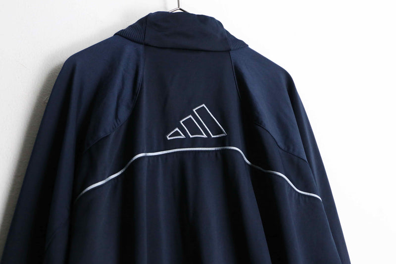 "adidas" navy color cross design loose silhouette track jacket