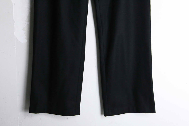 matte black color wool wide straight trousers