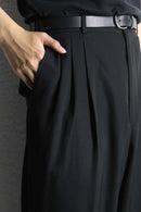 black wide tapered slacks