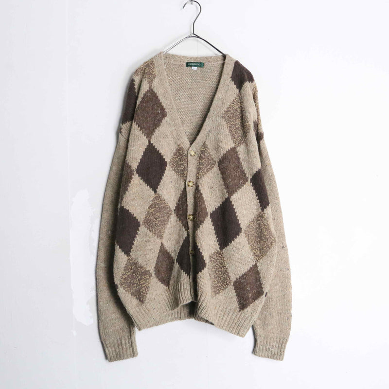 dia pattern acryl wool knit cardigan