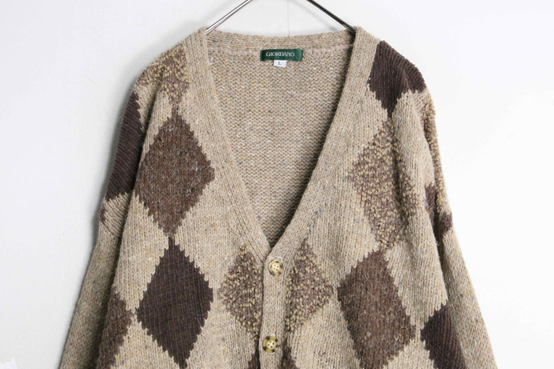 dia pattern acryl wool knit cardigan