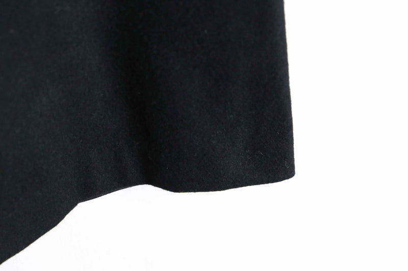 matte black color wool wide straight trousers