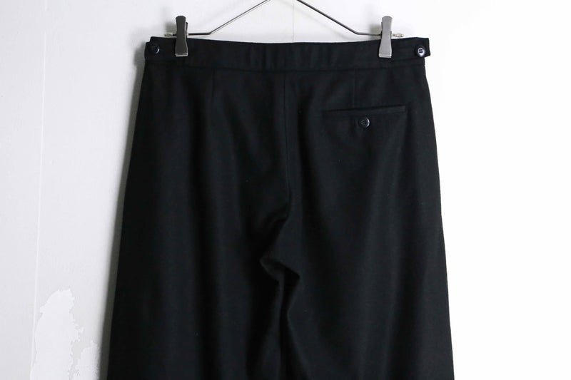 matte black color wool wide straight trousers