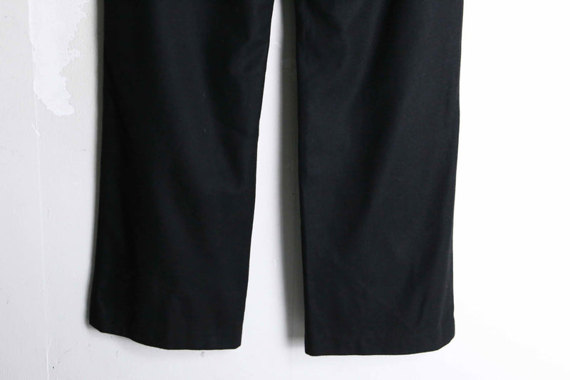 matte black color wool wide straight trousers