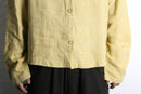 pastel yellow multi nep linen shirt