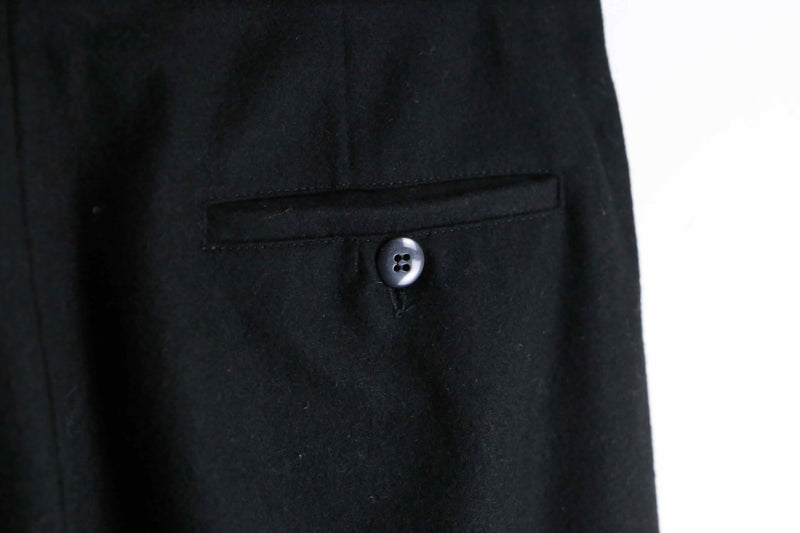 matte black color wool wide straight trousers