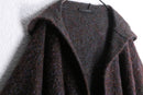 warm tone melange long hooded wool poncho