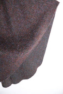 warm tone melange long hooded wool poncho