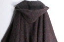 warm tone melange long hooded wool poncho