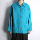 turquoise blue ramie cotton shirt jacket