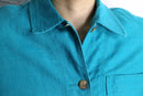 turquoise blue ramie cotton shirt jacket