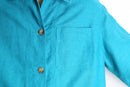 turquoise blue ramie cotton shirt jacket