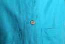 turquoise blue ramie cotton shirt jacket