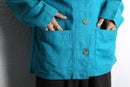 turquoise blue ramie cotton shirt jacket
