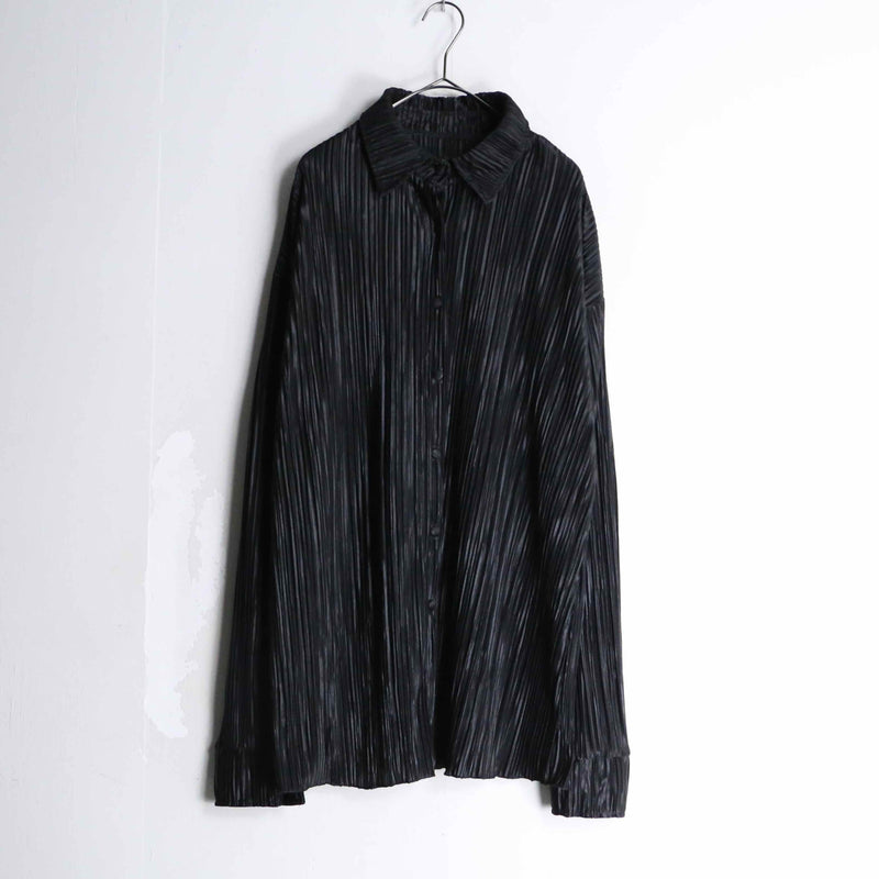 black color satin pleats shirt