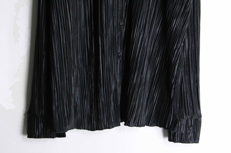 black color satin pleats shirt