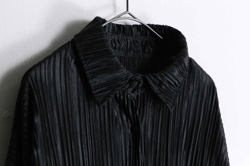 black color satin pleats shirt