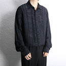 black cotton woven stripe shirt