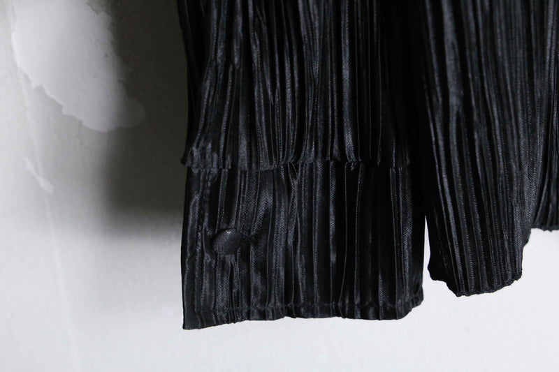 black color satin pleats shirt