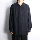 black cotton woven stripe shirt