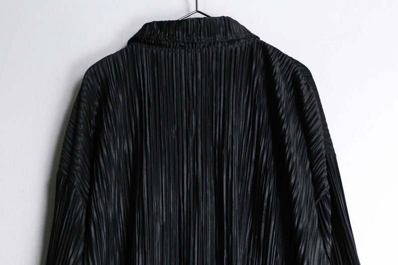 black color satin pleats shirt