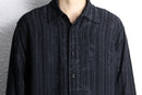 black cotton woven stripe shirt