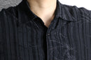 black cotton woven stripe shirt