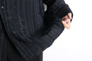 black cotton woven stripe shirt