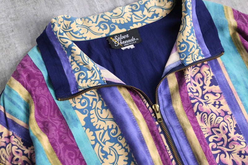 mulch stripe pattern zip jacket