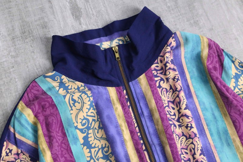 mulch stripe pattern zip jacket