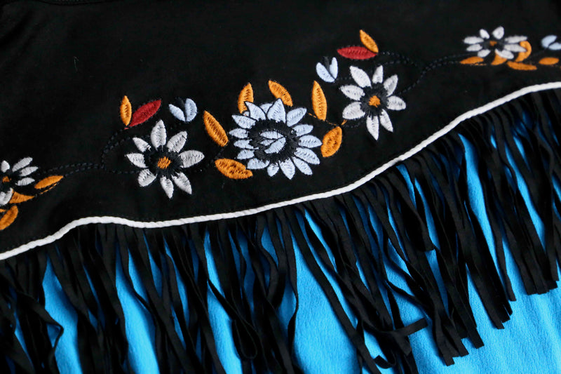 light blue fringe design rayon western shirt