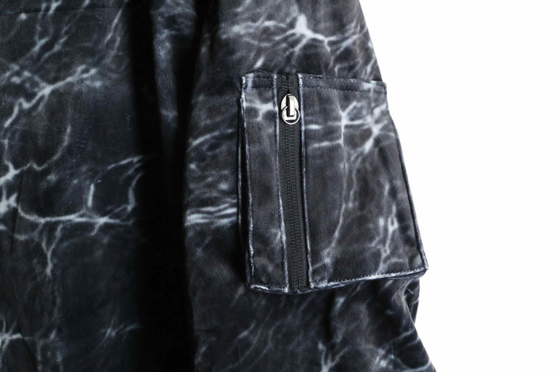 monotone marble pattern velour blouson