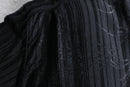 black cotton woven stripe shirt