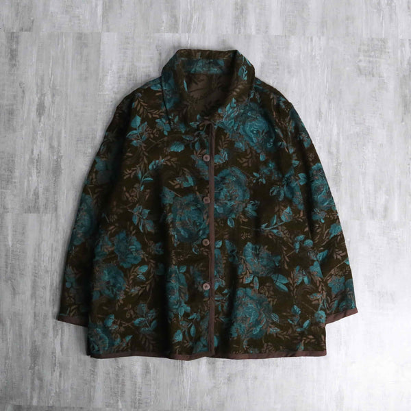 botanical embroidery design reversible jacket