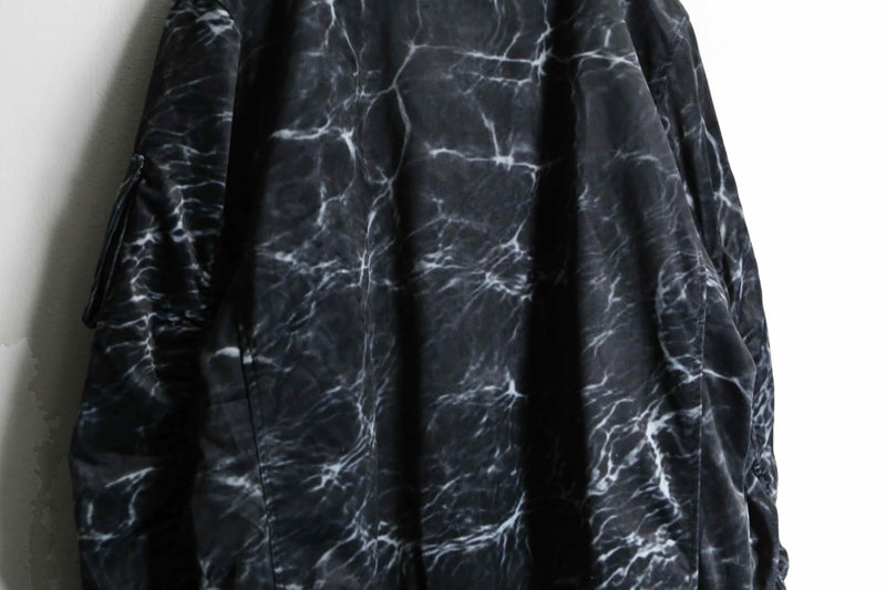 monotone marble pattern velour blouson