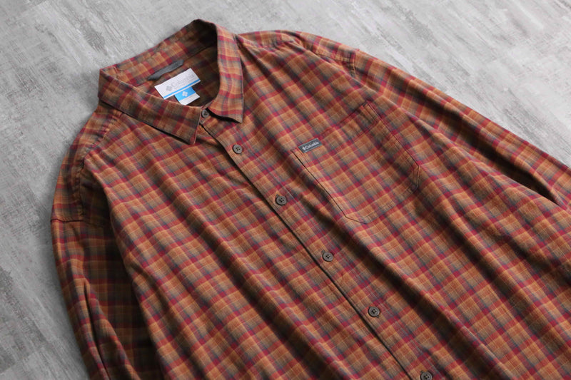 “Columbia” warm color tartan check shirt