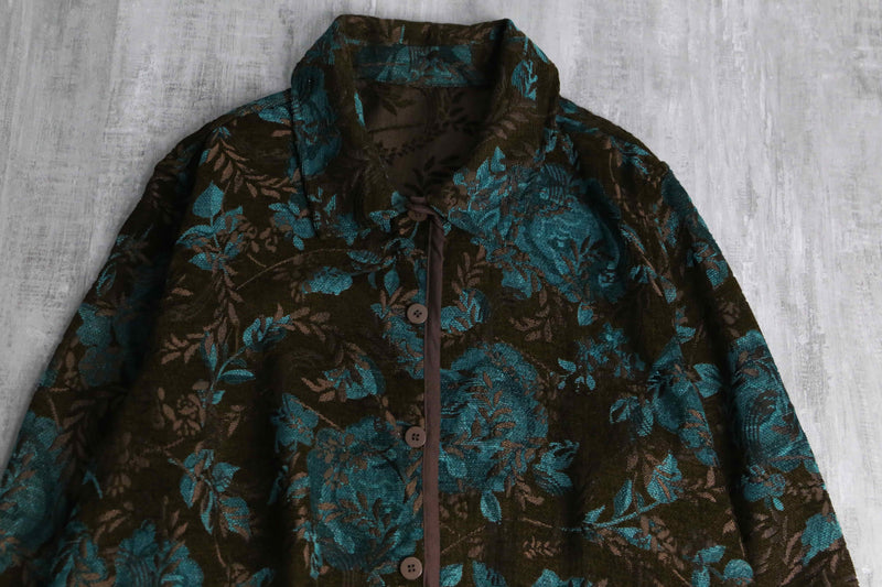 botanical embroidery design reversible jacket
